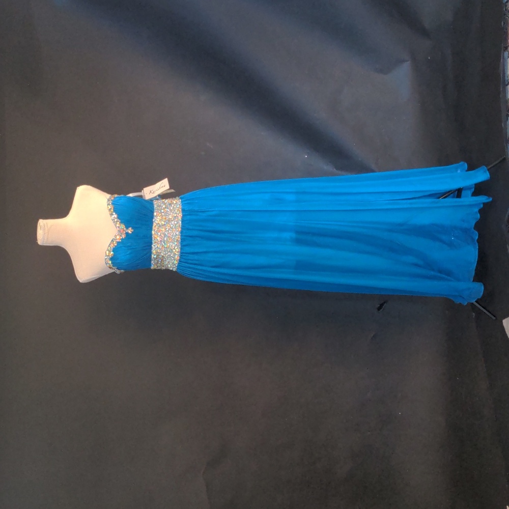 Karishma Turquoise Long dress jewel waist